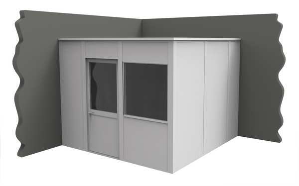 2-Wall Modular In-Plant Office, 8 ft H, 10 ft W, 10 ft D, White