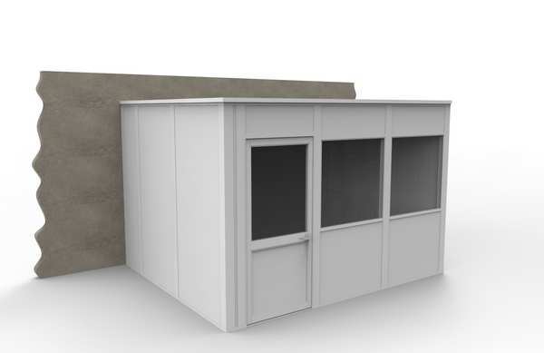 3-Wall Modular In-Plant Office, 8 ft H, 12 ft W, 10 ft D, White