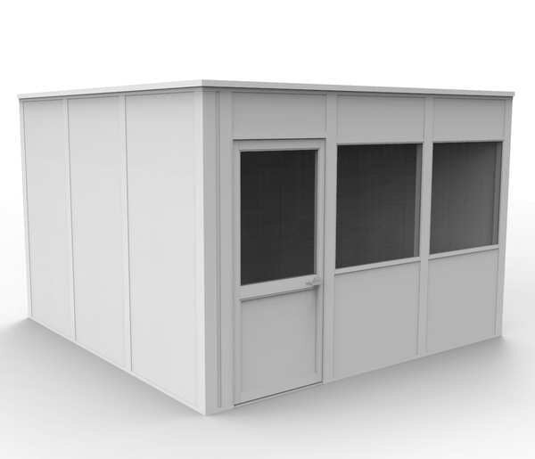 4-Wall Modular In-Plant Office, 8 ft H, 12 ft W, 12 ft D, White