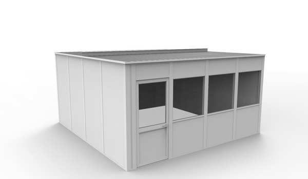 4-Wall Modular In-Plant Office, 8 ft H, 16 ft W, 16 ft D, White