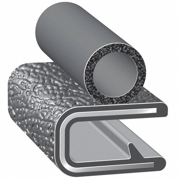 Edge Grip Seal, EPDM, 100 ft Length, 0.375 in Overall Width, Style: Trim with a Side Bulb