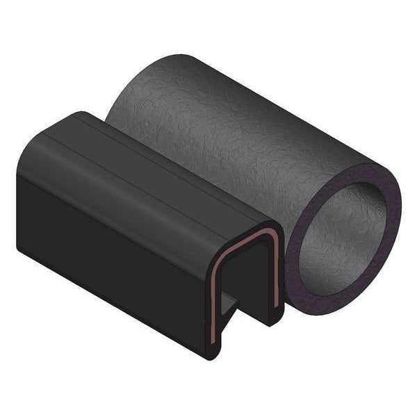 Edge Grip Seal, EPDM, 100 ft Length, 0.92 in Overall Width, Style: Trim with a Top Bulb