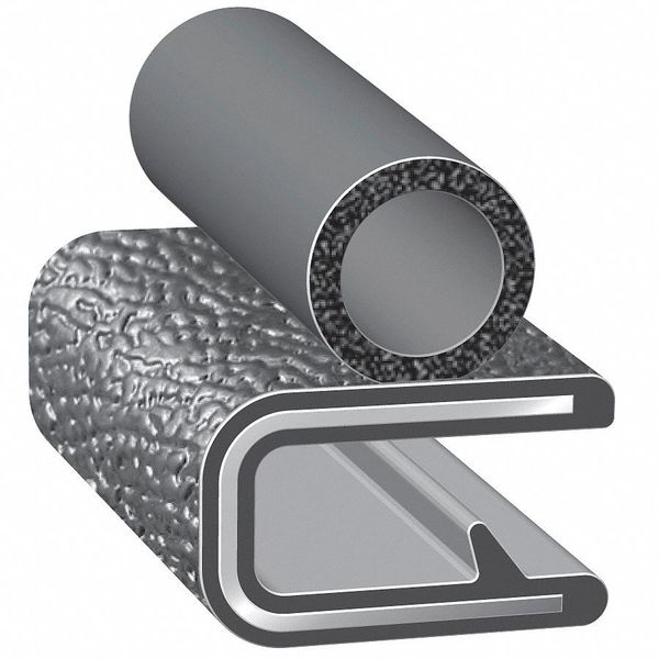 Edge Grip Seal, EPDM, 100 ft Length, 0.70075 in Overall Width, Style: Trim with a Top Bulb