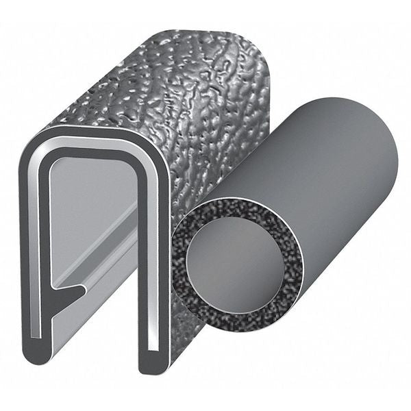 Edge Grip Seal, EPDM, 25 ft Length, 0.8575 in Overall Width, Style: Trim with a Top Bulb
