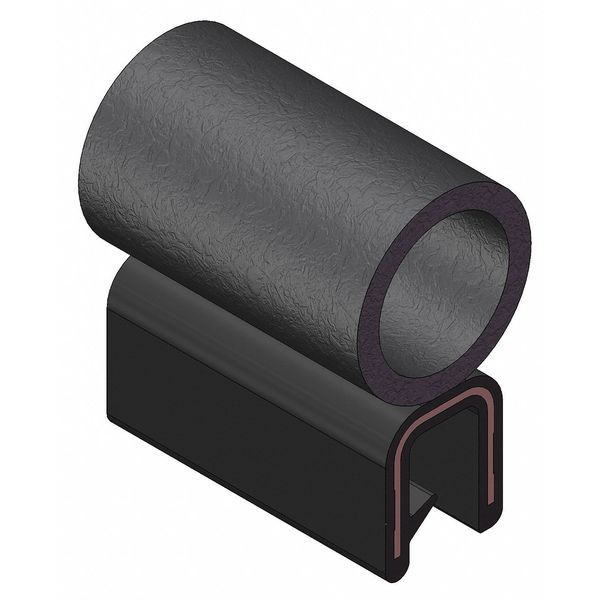 Edge Grip Seal, EPDM, 100 ft Length, 0.437 in Overall Width, Style: Trim with a Side Bulb