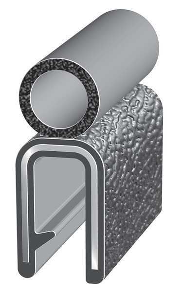 Edge Grip Seal, EPDM, 25 ft Length, 0.437 in Overall Width, Style: Trim with a Side Bulb