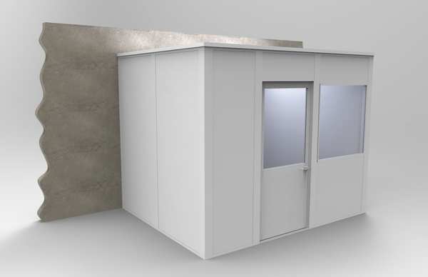 3-Wall Modular In-Plant Office, 8 ft H, 10 ft W, 8 ft D, White