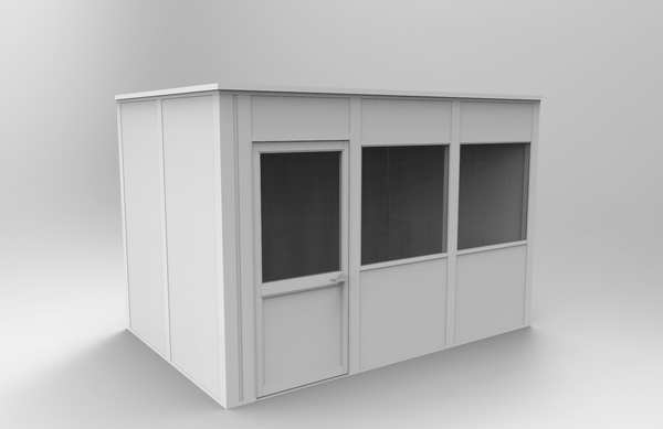 4-Wall Modular In-Plant Office, 8 ft H, 12 ft W, 8 ft D, White