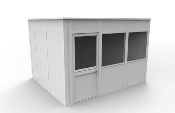 4-Wall Modular In-Plant Office, 8 ft H, 12 ft W, 10 ft D, White