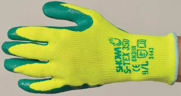 Hi-Vis Cut Resistant Coated Gloves, 4 Cut Level, Nitrile, M, 1 PR