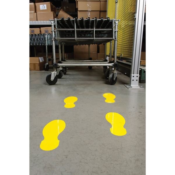 Floor Marking Tape, Foot Shape, Ylw, PK10