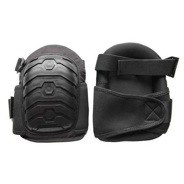 Knee Pads, Non-Skid, EVA Foam, 2 Straps, Elastic, Black, Universal Size, 1 Pair