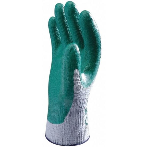 Nitrile Coated Gloves, Palm Coverage, Gray/Green, L, PR