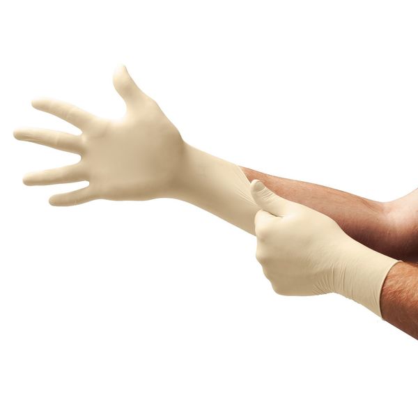 Exam Gloves, Natural Rubber Latex, Powder Free, Natural, S, 100 PK