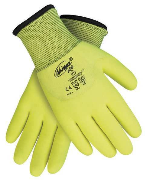 Coated Gloves, L, High Visibility Yellow, PR