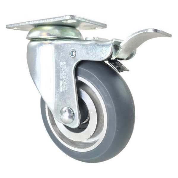 Swivel Plate Caster, Total Lock, Gray, 4