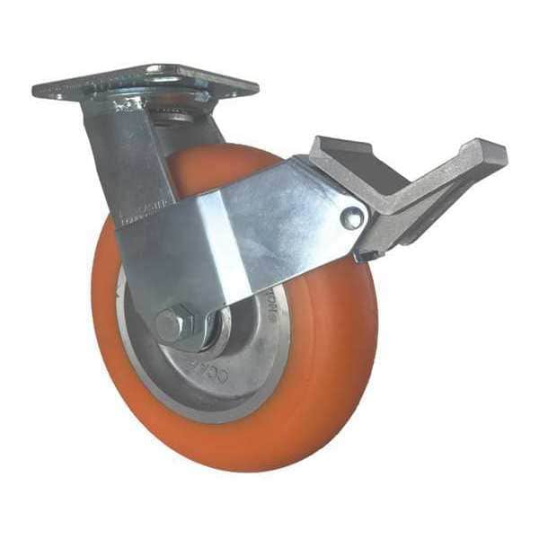 Swivel Plate Caster, w/Brake, Pedal, 8