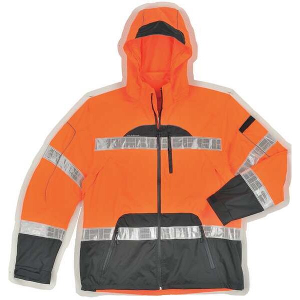 Rain Jacket, Reflctv Piping, Orange, 4X-5X