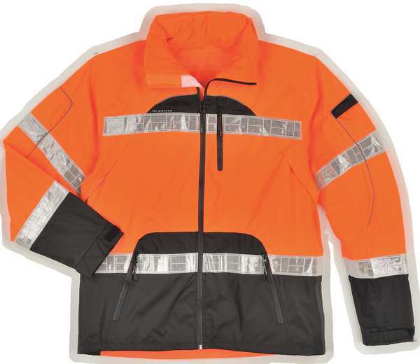 Rain Jacket, Reflctv Piping, Orange, L-XL