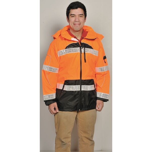 Rain Jacket, Reflctv Piping, Orange, 4X-5X