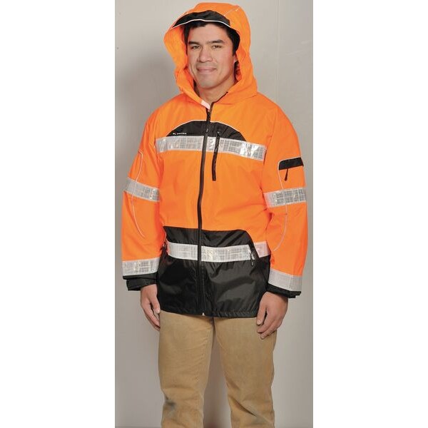 Rain Jacket, Reflctv Piping, Orange, 4X-5X