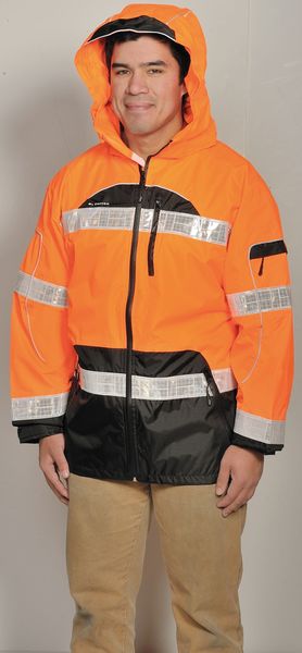 Rain Jacket, Reflctv Piping, Orange, 2X-3X