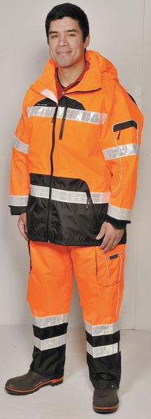 Rain Jacket, Reflctv Piping, Orange, L-XL