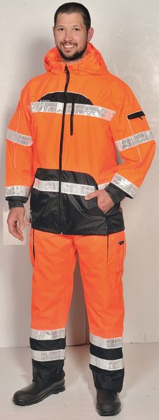 Rain Jacket, Reflctv Piping, Orange, 2X-3X