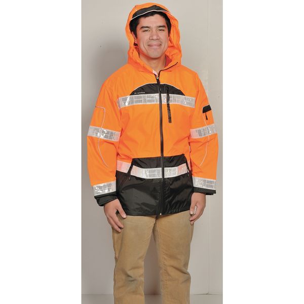 Rain Jacket, Reflctv Piping, Orange, L-XL