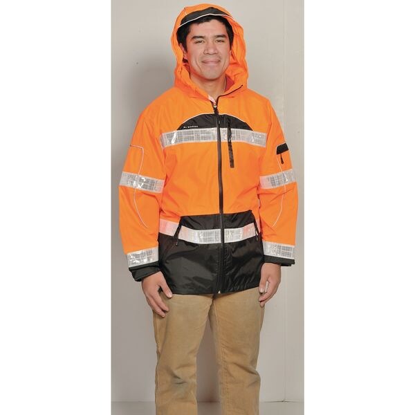 Rain Jacket, Reflctv Piping, Orange, 4X-5X