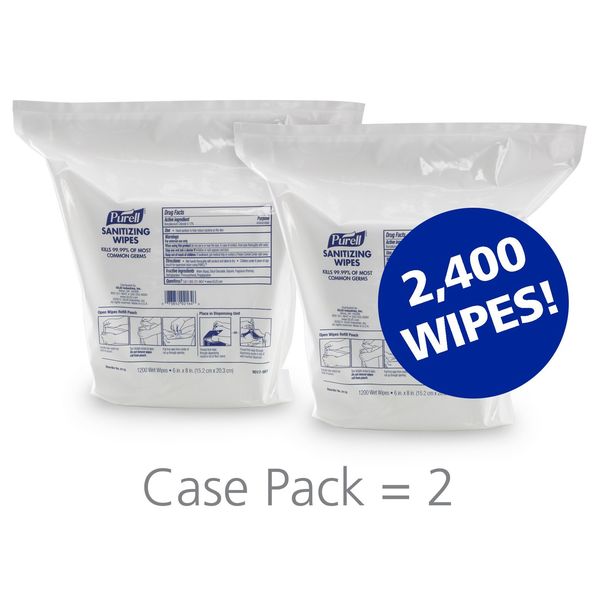 Hand Sanitizing Wipes, 1200 Count Refill for Dispensers, Non-Alcohol Formula, PK2
