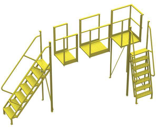 112 in Ladder, Steel, 7 Steps, Yellow Powder Coated Finish