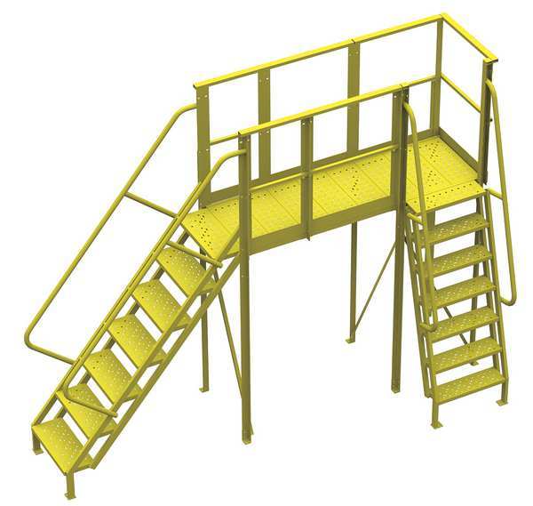 132 in Ladder, Steel, 9 Steps, Yellow Powder Coated Finish
