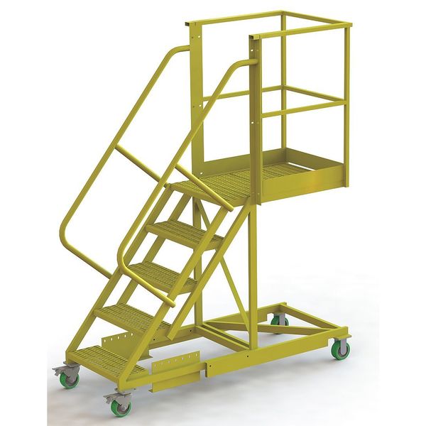 92 in H Steel Cantilever Rolling Ladder, 5 Steps