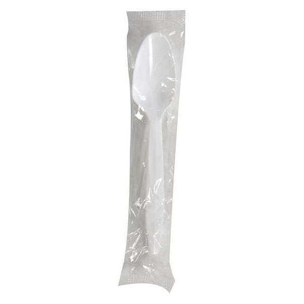 Wrapped Disposable Spoon, White, Medium Weight, PK1000