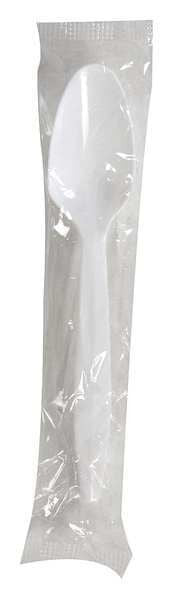 Wrapped Disposable Spoon, White, Medium Weight, PK1000
