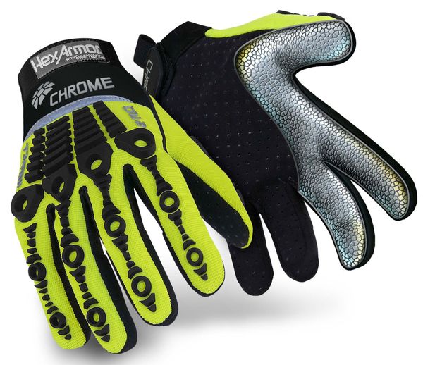 Hi-Vis Cut Resistant Impact Gloves, A8 Cut Level, Uncoated, S, 1 PR