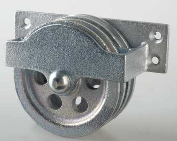 Double Pulley Block, Wire Rope, 1/4 in Max Cable Size, Electro-Galvanized