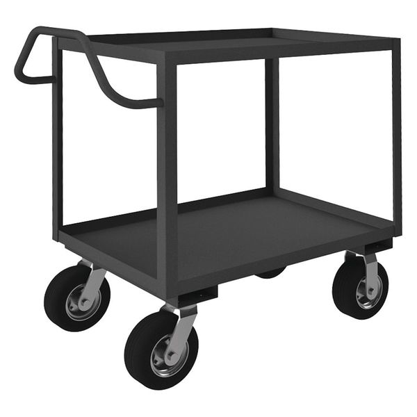 Steel Utility Cart with Lipped Metal Shelves, Ergonomic, 2 Shelves, 1,200 lb