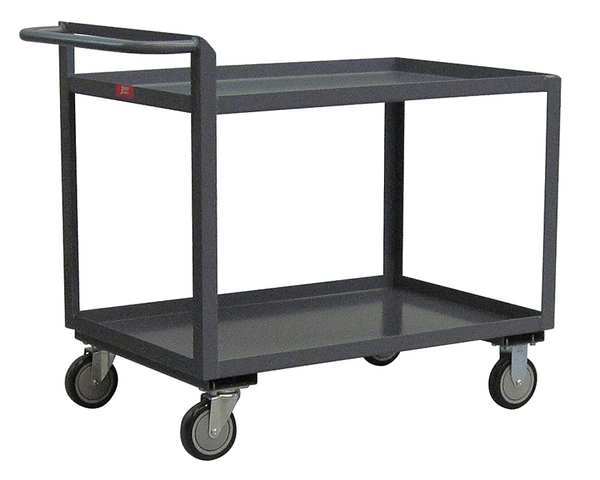 Steel Utility Cart with Lipped Metal Shelves, Flat, 2 Shelves, 1,200 lb