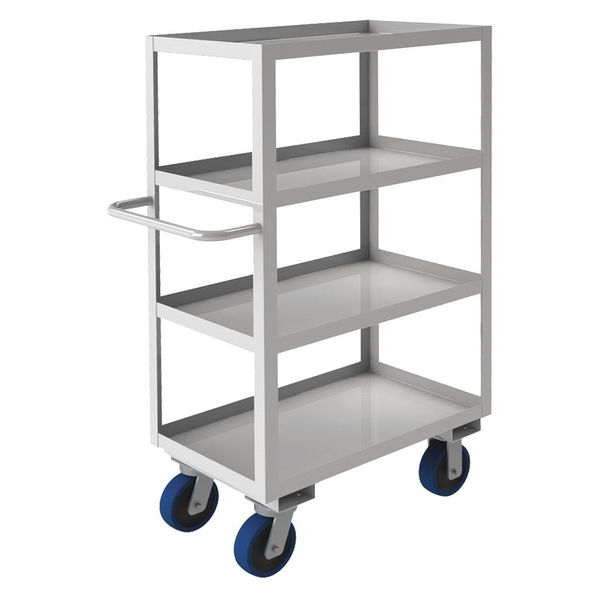 Stainless Steel Corrosion-Resistant Utility Cart with Lipped Metal Shelves, Flat, 2 Shelves