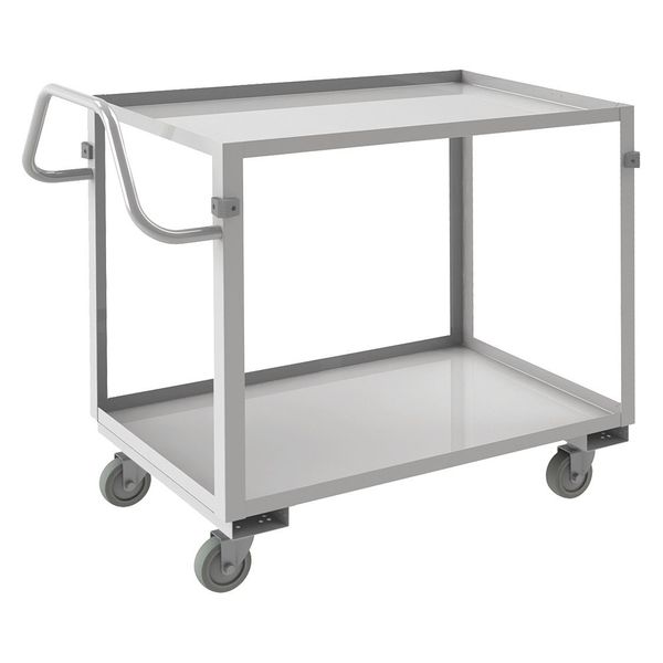 Stainless Steel Corrosion-Resistant Utility Cart with Lipped Metal Shelves, Ergonomic, 2 Shelves