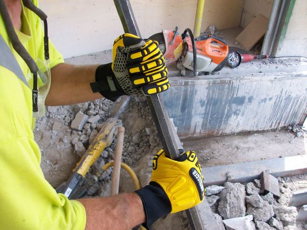 Anti-Vibration Gloves, L, Black/Yellow, PR