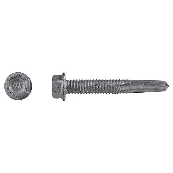 Self Drill Screw, #12 x 1 1/2 in, Climaseal Coat Steel Flange Hex Head External Hex Drive, 250 PK
