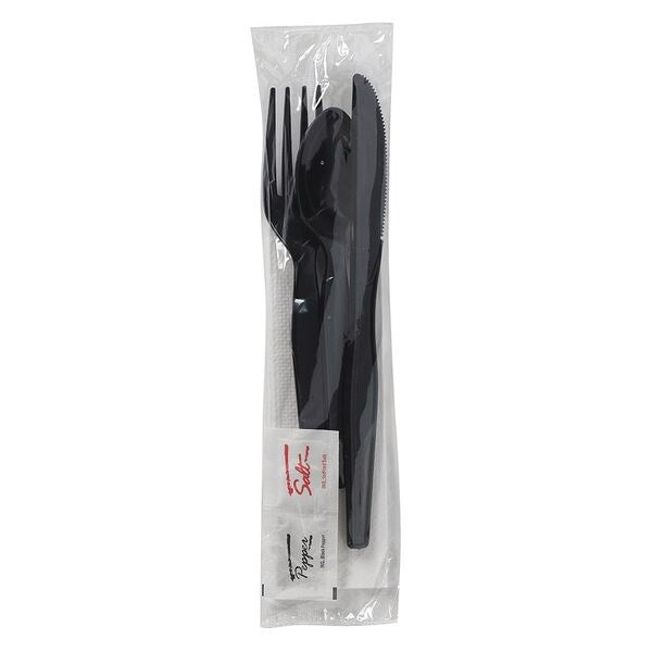Wrapped Disposable Cutlery Kit, Polystyrene, Pk250