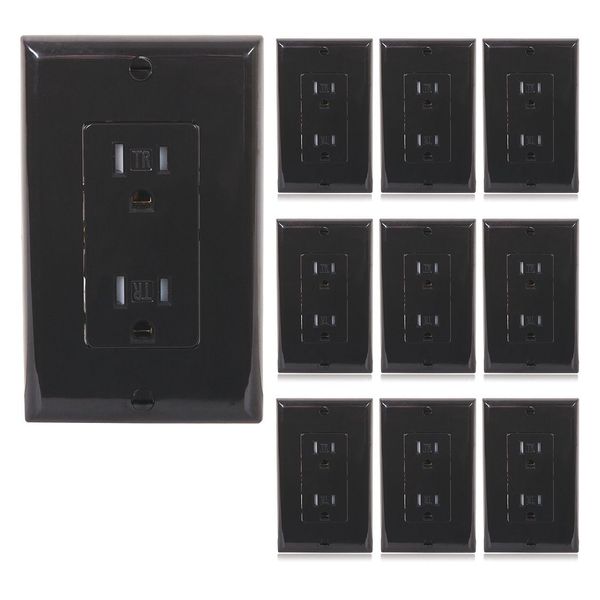 Black Wall Outlet 15 Amps, PK10