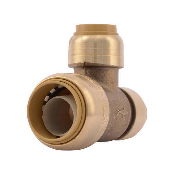 DZR Brass Reducing Tee, 3/4 in x 1/2 in x 1/2 in Tube Size