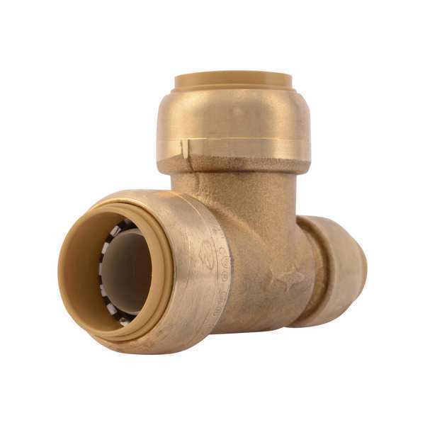 DZR Brass Reducing Tee, 3/4 in x 1/2 in x 3/4 in Tube Size