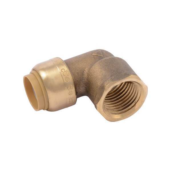 DZR Brass Female Elbow, 90 Degrees, 1/2 in Tube Size
