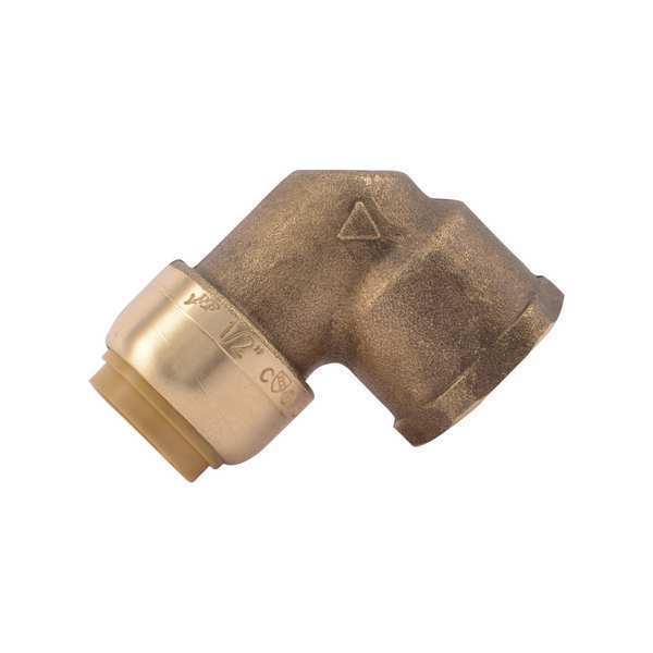 DZR Brass Female Elbow, 90 Degrees, 1/2 in Tube Size